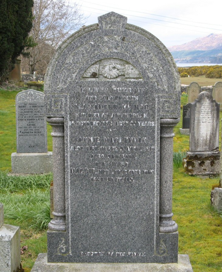 Photo of headstones/Annie MacLennan d1917 hdstn Lochbroom chyd